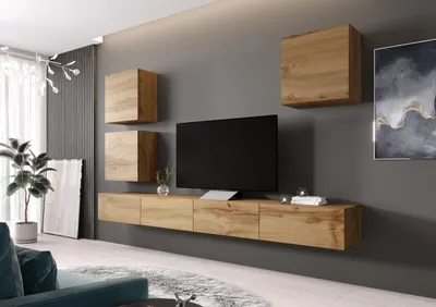 Produktbild von Obývacia stena VIGO 22F dub wotan / 3 stenové skrinky / rtv skrinka 280x180x40cm