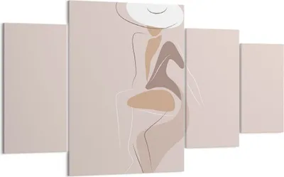 Produktbild von Bild auf Leinwand - Leinwandbild - 4 Teile - Buntstift Frau Hut - 160x90cm - Wand Bild - Wanddeko - Wandbilder - Leinwanddruck - Bilder - Wanddekoration - Leinwand bilder - Wandbild - DL160x90-4773