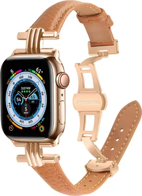 Produktbild von Eko, Armband für Apple Watch 38/40/41mm Leder mit Faltschließe, Braun