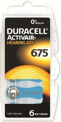 Produktbild von DURACELL Zinc Air-Knopfzelle Typ 675, 1.45V, Activair, 6 Stück