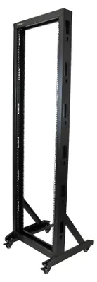 Produktbild von StarTech.com 42HE 2-Pfosten Open Frame Rack, 19 Zoll IT-Serverrack mit Rollen, 300kg Traglast, freistehend, Freistehendes Gestell, 42U, 300 kg, Lenkrollen, 22,5 kg, Schwarz