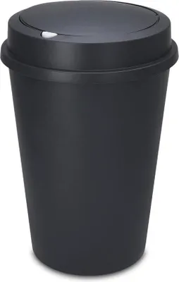 Obrázek produktu pro Velký kulatý plastový odpadkový koš s víkem - 50 l - antracitový