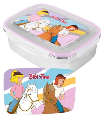 Produktbild von Bibi & Tina Edelstahl Brotdose - BFF Pferde Lunchbox Metall Butterbrotdose mit Kunststoffdeckel