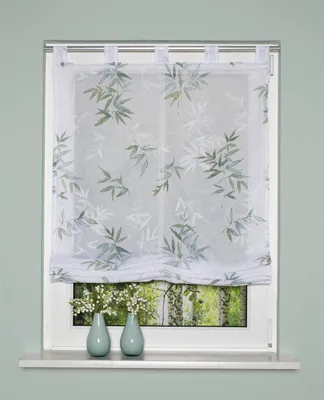 Produktbild von Home Wohnideen Schlaufenrollo Leinenoptik Bedruckt "Lysa" 140 x 80 cm Grün