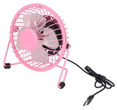 Imagen del producto de Mini ventilador USB portátil, silencioso, con aspas de aluminio, ideal para el hogar, la oficina, el escritorio o proyectos de manualidades. Color rosa
