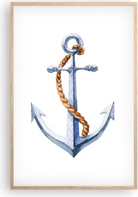 Produktbild von Gerahmtes Poster - Rahmen in heller Eiche - Anker Seil Segeln Meer - 61x91,5 cm - Wand Bild - Wanddeko - Wandbilder - Wandposter - Bilderrahmen - Bilder - Kunstdruck - Wandbild - P2NPA61x91-2851