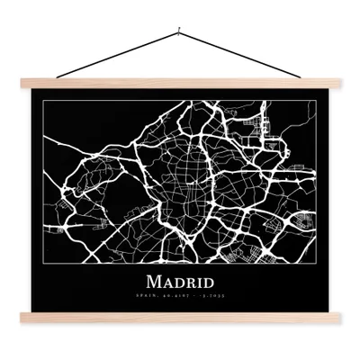 Produktbild von MuchoWow® Textilposter Madrid - Karte - Stadtplan 60x45 cm mit holzfarbenen Rahmen - Bild