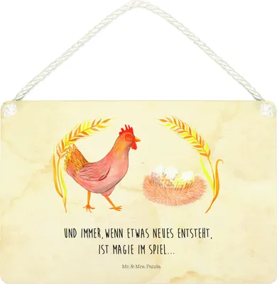 Produktbild von Mr. & Mrs. Panda Schild Huhn Stolz DIN A4 - Vintage - Geschenk, Eier, Türschild, Schwangerschaft, Geburt, holzbild, Hühner, wandtafel, Holzschild, Wandbild Holz, Spruch
