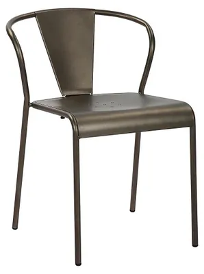 Image de Chaises de salle à manger - Chaises empilables en métal avec dossier - Gris