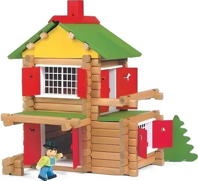Produktbild von Bauspielzeug Holz Chalet, 135 Teile, Natur und Getönt, Jungen und Mädchen