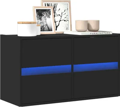 Image de Maison Exclusive - Meuble TV avec éclairage LED Noir 80x31x45 cm