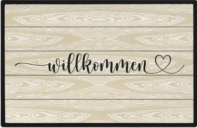 Produktbild von Trendation - Willkommen Holz Grafik Fußmatte Geschenk Schöne Fussmatte Außen und Innenbereich 60x40 cm