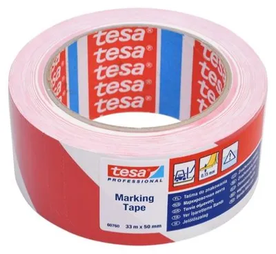 Image de Tesa Marking Tape PVC ruban de signalisation blanc-rouge 33 m x 50 mm