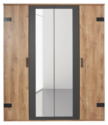 Produktbild von Kleiderchrank Malmö Schlafzimmerschrank 180cm plankeneiche graphit Industriedesign