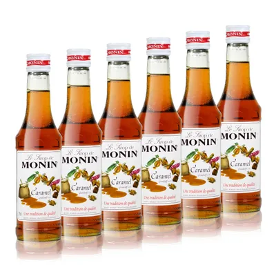 Produktbild von 6x Monin Karamell / Caramel Sirup, 250 ml Flasche