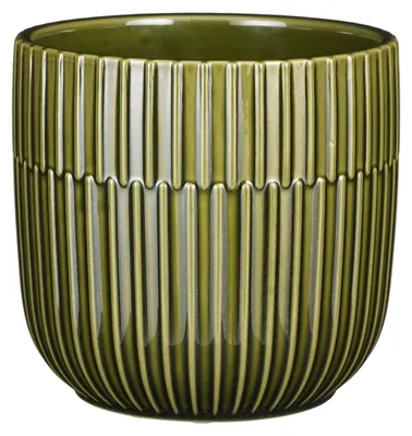 Produktbild von Mica Decorations - Blumentopf - grun - Streifen - D14 x 13 cm