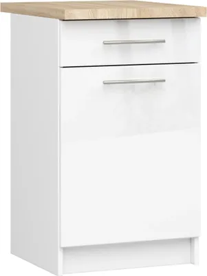 Produktbild von Akord Küchenunterschrank Oliwia Mit Arbeitsplatte Weiß/Weiß Hochglanz 50X46X85 Cm