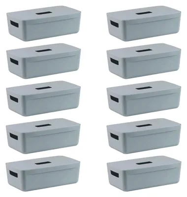 10 Aufbewahrungsboxen Kunststoff 5 L Blau Stapelbar mit Deckel