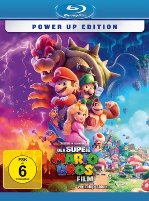 The cover art for the Super Mario Bros. Movie Blu-ray "Power Up Edition", featuring characters from the movie.