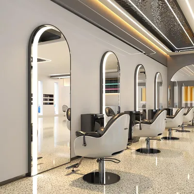 Zdjęcie produktu dla Konsola konsoleta fryzjerska barberska kosmetyczna lustro LED 180x80 czarne
