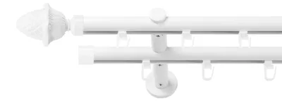 Produktbild von SN Deco Gardinenstange Innenlauf Rennes, 19 mm, 2-läufig, Stahl, Komplett-Set mit Ringen, Profilträger, 150 cm, weiß