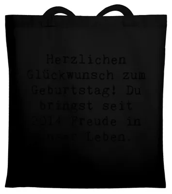 Produktbild von Mr. & Mrs. Panda Tote Bag Spruch 2014 Geburtstag Freude - Schwarz - Geschenk, Baumwolltasche, Tasche, Geboren am, Geburtstagserinnerungen, Shopping, Tragetasche, Herz