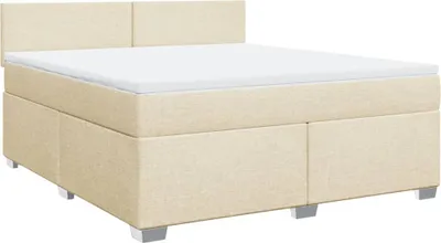 Produktbild von vidaXL Boxspringbett mit Matratze Creme 180x200 cm Stoff