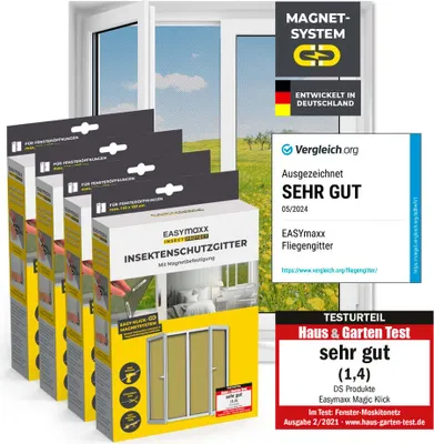 Produktbild von EASYmaxx Insect Protect Magnet-Insektenschutzgitter 4er-Set - bis max. 110x130cm