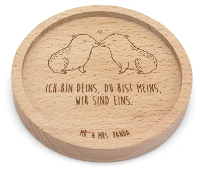 Produktbild von Mr. & Mrs. Panda Holzuntersetzer Capybara Liebe - Transparent - Geschenk, Liebesspruch, Valentinstag, Tischuntersetzer, Bierdeckel, Paar, Lustige Sprüche, Bierfilz