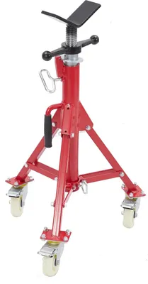 Produktbild von Rohrbock mit V-Kopf - Schweißständer - Höhenverstellbar 71–132 cm - Schwerlast-Kohlenstoffstahl - Klappbar - 4 feststellbare Rollen