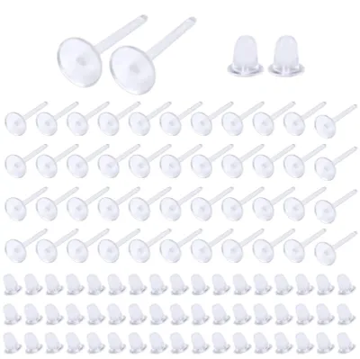 Ohrsteckerhalter 100 Paar, durchsichtig, 3 mm, für DIY-Schmuck