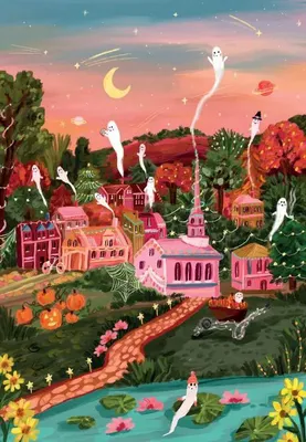 Produktbild von Pieces & Peace Puzzle Halloween-Stadt - 1000 Teile Puzzle