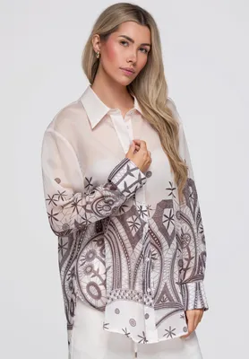 Produktbild von LARICA Shirt V-1 lange Bluse Loose Fit OW-SH-E0061 beige ONESIZE