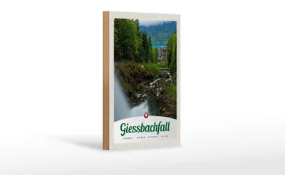 Produktbild von Holzschild Reise 12x18 cm Gießbachfall Wald Wasserfall Natur