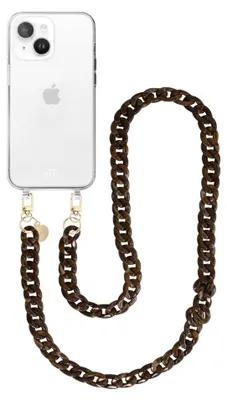 Produktbild von Brown Chocolate Transparant Cord Hülle - Long Cord  - Kompatibel mit iPhone 14