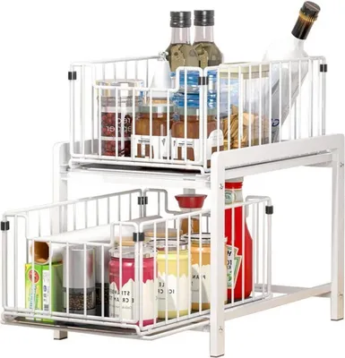 Obrázek produktu pro Kuchyňská police se 2 výsuvnými koši a zásuvkou, nerezová ocel
