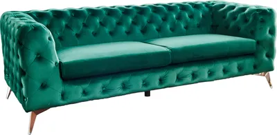 Produktbild von KAWOLA Sofa NARLA Chesterfield 3-Sitzer Velvet grün
