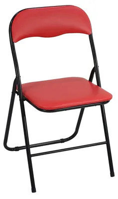 Image de Elzusha - Chaise pliante rouge - Métal et similicuir - 44x46x78 cm