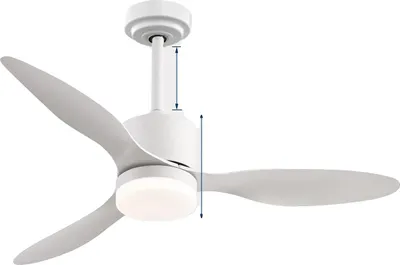 Produktbild von Deckenventilator, Fernbedienung, dimmbares Licht, Weiß - 52 Zoll