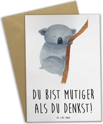 Produktbild von Mr. & Mrs. Panda Glückwunschkarte Alleine schlafen lernen Mutiger als gedacht - Weiß - Geschenk, Trost, einladungskarten, osterkarte, Selbstständigkeit, Überwindung