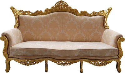 Produktbild von Casa Padrino Barock 3er Sofa Creme Muster / Gold - Wohnzimmer Möbel Couch Lounge