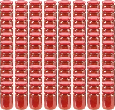 Produktbild von Marmeladengläser mit Rotem Deckel 96 Stk. - Hohe Qualität - 230 ml - Marmeladengläser CC26788