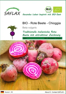 Produktbild von SAFLAX - BIO - Rote Beete - Chioggia - Beta vulgaris - 70 Samen