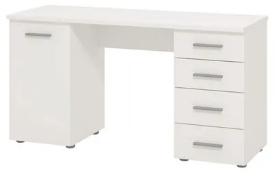 Produktbild von Dmora Schreibtisch Flaminio 135x50x76h cm Weiß, 2 Regale, 4 Schubladen