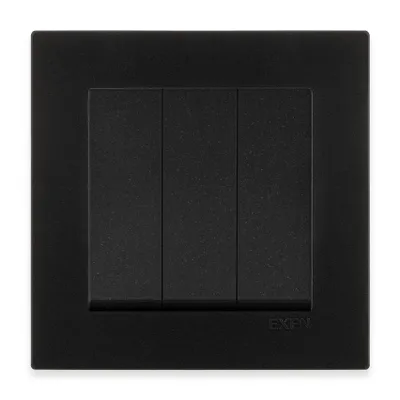 Image de Interrupteur triple, encastré, noir + cadre noir métallisé, EXEN