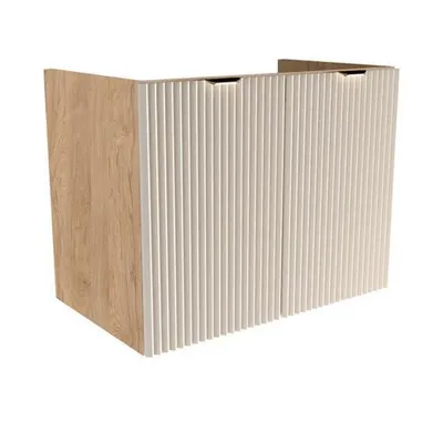 Obrázek produktu pro WENA Umyvadlová skříňka 80 cm s dvířky, bez horní desky, žebrovaná čela, zlaté kovové úchytky Willy (barva: kašmír/ořech)