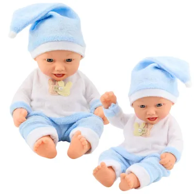 Produktbild von Lean Babypuppe Im Blauen Pyjama Mütze Mit Bommel