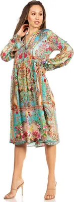 Imagen del producto de Vestido de cóctel estilo bohemio, con mangas largas, talla 578, ideal para fiestas