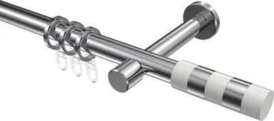 Produktbild von Interdeco Gardinenstange / Vorhangstange Chrom, Typ Prestige Mavell (Zylinder Bicolor), 20 mm Ø 1-läufig, 400 cm