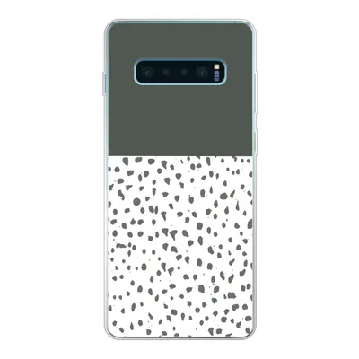 Produktbild von MuchoWow® Handyhülle Schutzhülle Hülle für Samsung Galaxy S10 Plus Polka dots - Grau - Weiß Silikon Softcase Handy Hülle - Schutzhülle
